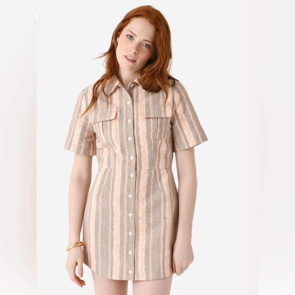 Matthew Bruch Cargo Button Up Mini Shirt Dress